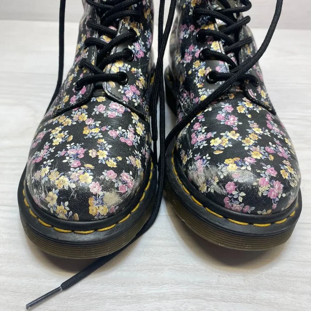 Dr. Martens 1460 Tydee Leather Combat Boots Womens Size 6 Ditsy‎ Floral 8 Eyelet